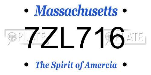 7ZL716 Massachusetts License Plate