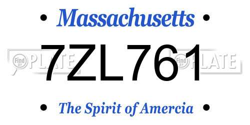 7ZL761 Massachusetts License Plate