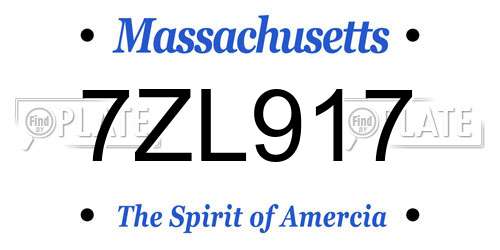 7ZL917 Massachusetts License Plate