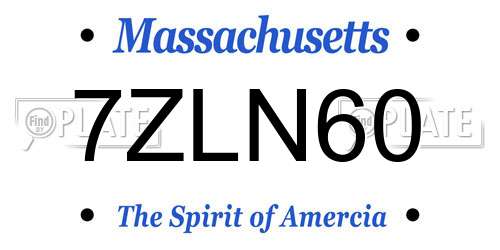 7ZLN60 Massachusetts License Plate
