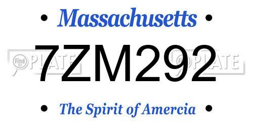 7ZM292 Massachusetts License Plate