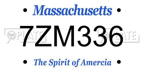 7ZM336 Massachusetts License Plate