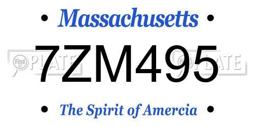 7ZM495 Massachusetts License Plate