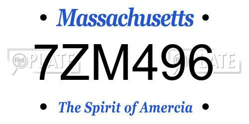 7ZM496 Massachusetts License Plate