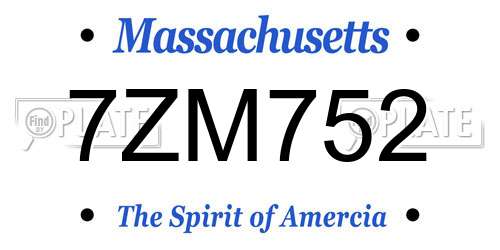 7ZM752 Massachusetts License Plate