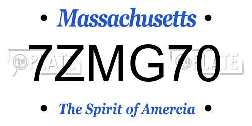 7ZMG70 Massachusetts License Plate