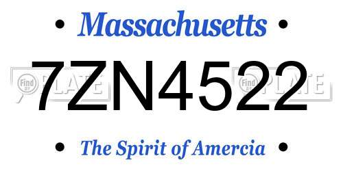 7ZN4522 Massachusetts License Plate