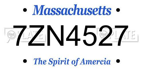7ZN4527 Massachusetts License Plate