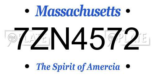 7ZN4572 Massachusetts License Plate