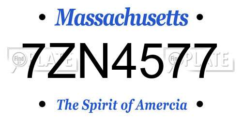 7ZN4577 Massachusetts License Plate