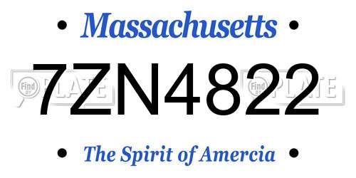 7ZN4822 Massachusetts License Plate