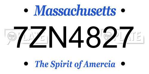 7ZN4827 Massachusetts License Plate