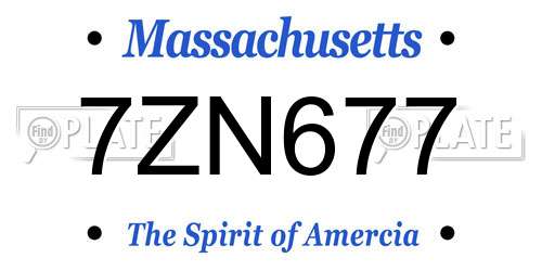 7ZN677 Massachusetts License Plate