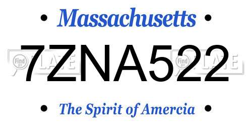 7ZNA522 Massachusetts License Plate