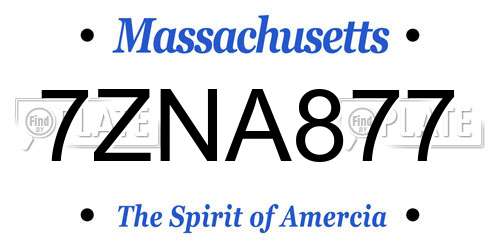 7ZNA877 Massachusetts License Plate