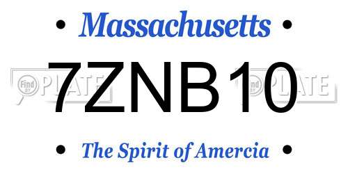 7ZNB10 Massachusetts License Plate
