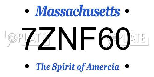 7ZNF60 Massachusetts License Plate
