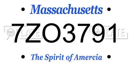 7ZO3791 Massachusetts License Plate