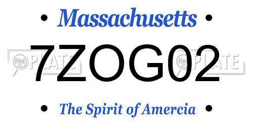 7ZOG02 Massachusetts License Plate