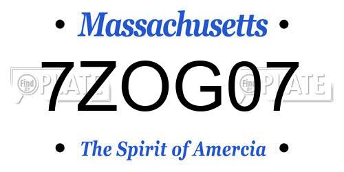 7ZOG07 Massachusetts License Plate