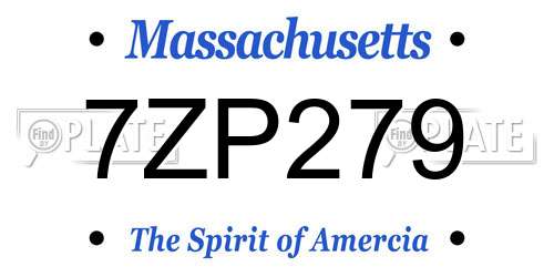 7ZP279 Massachusetts License Plate