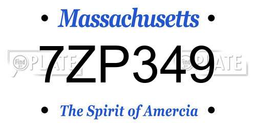 7ZP349 Massachusetts License Plate