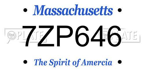 7ZP646 Massachusetts License Plate