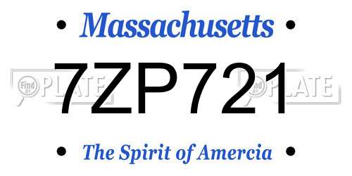 7ZP721 Massachusetts License Plate