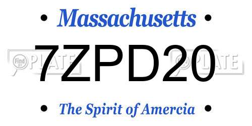 7ZPD20 Massachusetts License Plate