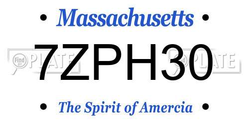 7ZPH30 Massachusetts License Plate