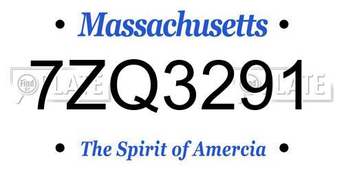 7ZQ3291 Massachusetts License Plate
