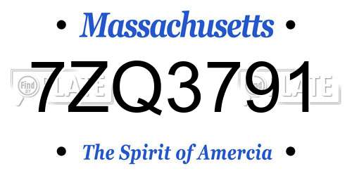 7ZQ3791 Massachusetts License Plate