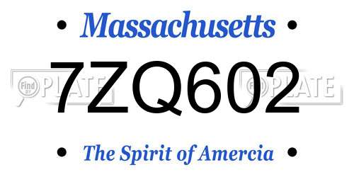7ZQ602 Massachusetts License Plate