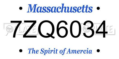 7ZQ6034 Massachusetts License Plate