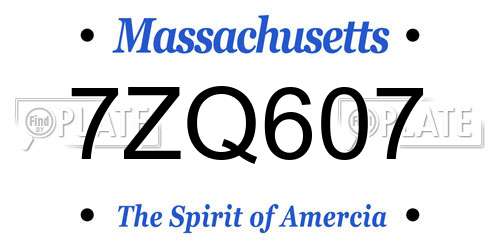 7ZQ607 Massachusetts License Plate