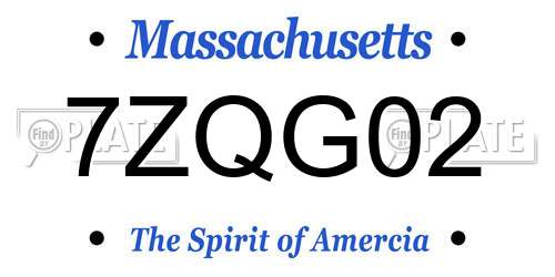 7ZQG02 Massachusetts License Plate