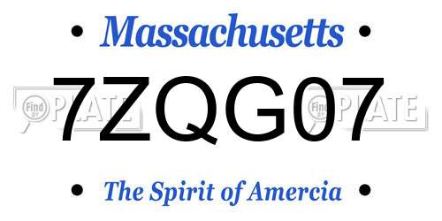 7ZQG07 Massachusetts License Plate