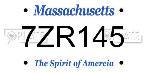 7ZR145 Massachusetts License Plate