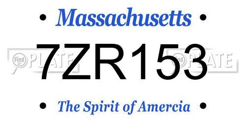 7ZR153 Massachusetts License Plate