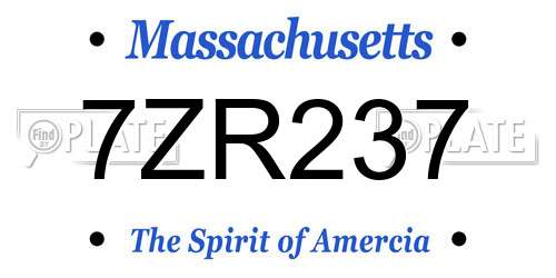 7ZR237 Massachusetts License Plate