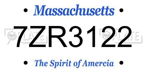 7ZR3122 Massachusetts License Plate