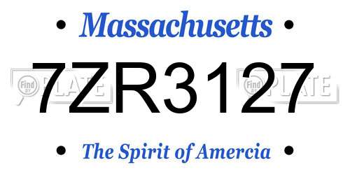 7ZR3127 Massachusetts License Plate