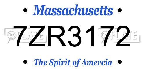 7ZR3172 Massachusetts License Plate