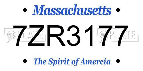 7ZR3177 Massachusetts License Plate