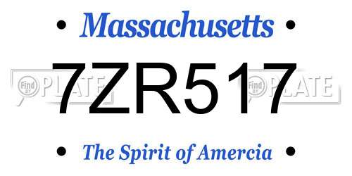7ZR517 Massachusetts License Plate