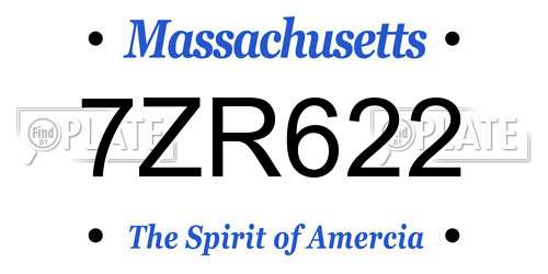 7ZR622 Massachusetts License Plate