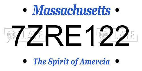 7ZRE122 Massachusetts License Plate