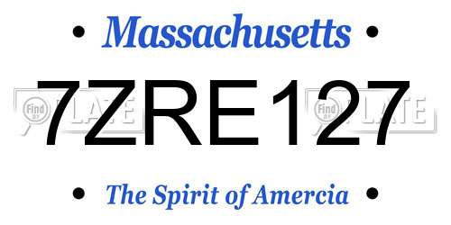 7ZRE127 Massachusetts License Plate