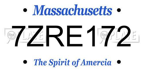 7ZRE172 Massachusetts License Plate