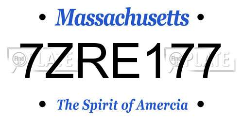 7ZRE177 Massachusetts License Plate